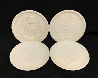 6189 - 4 Fenton Satin Milk Glass Commemorative Plates (Description): 8.25"