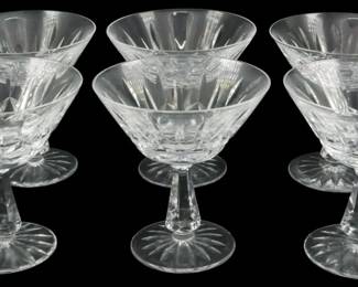 648 - 6 Waterford Rosslare Champagnes 5" (Description): Set of six Waterford crystal sherbet glasses.  Each glass measures 5 inches in height.