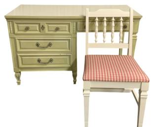 7566 - Vintage Painted Desk & Chair Set (Description): Desk - 30 x 47 x 19 Chair - 33 x 16 x 18