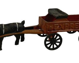 6066 - Cast Iron Goat w/ Cart - 8 x 2.25 x 3