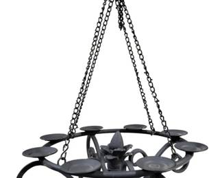 315 - Rustic Style Chandelier for Candles or Votives (Description): Features eight light/cup holders - 17.5 in  diameter