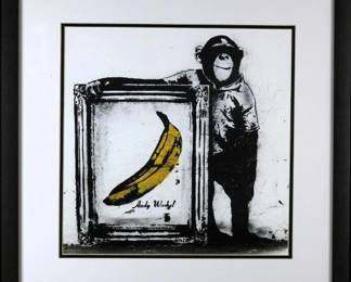 9035 - Chimp with Banana Painting by Banksy (Description): 22 X 22