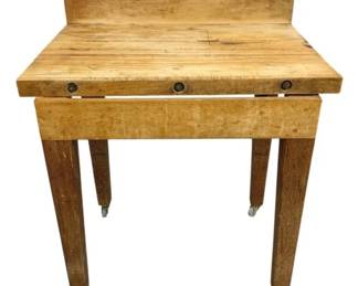 7297 - Vintage Butchers Block on Wheels - 40 x 36 x 27
