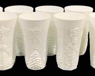 6810 - 8 Indiana Colony Harvest Milk Glass Tumblers