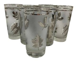 331 - 7 Libby Silver Folage Glasses - 5.5" Tall