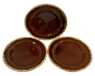 5882 - 3 Hull Pottery Plates - 9.25" Round