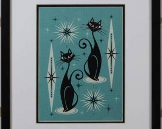9088 - Atomic Cat on Blue (Description): 15.5 X 18.5