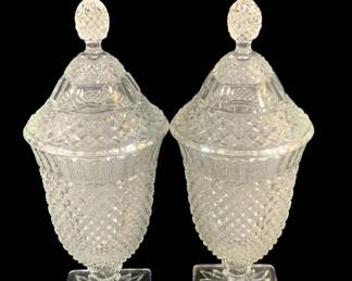 5952 - 2 Glass Candy Jars w/ Lid - 9.5" Tall