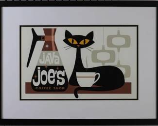 9090 - Joes Coffee Mid Century Modern (Description): 23.5 X 17.5