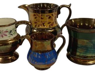 6784 - Vintage Lustreware Creamers & Mug - 3.25", 5" Tall