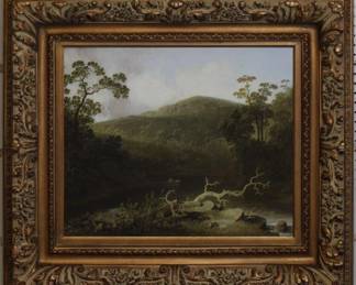9201 - Crossing the River On Canvas (Description): 36 X 32