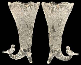 5793 - 2 Piece Set Hofbauer "The Byrdes" Crystal Vase (Description): 8 inches tall