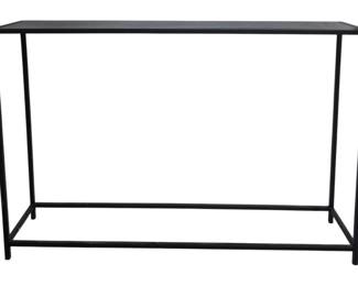 1401 - Three Hands Metal Sofa Table 31"x47"x10" (Description): Three Hands sofa table featuring a sleek  metal frame construction. The table measures  31 inches high by 47 inches wide by 10 inches  deep, making it an ideal accent piece for  behind a sofa or as a narrow console in an entryway.