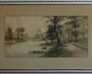 9202 - Original Watercolor Landscape (Description): 29 X 18
