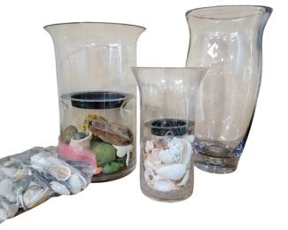301 - Assorted Glass Candle Holders & Tall Vase