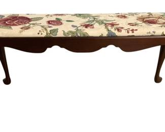 7523 - Queen Anne Style Upholstered Bench (Description): Floral upholstered seat, 19 x 40 x 12