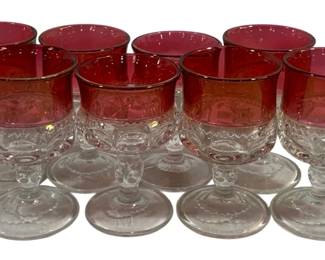 5926 - 8 Red/Clear Glasses - 4.5' Tall