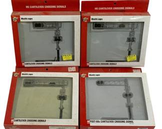 1061 - Walthers HO Cantilever Crossing Signal Kits (Description): A pair lot of Walthers crossing signal kits.  These Built-ups series HO scale cantilever  crossing signals are ideal for model railroad  layouts.