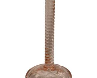 6090 - Pink Glass Candleholder - 8.5" Tall