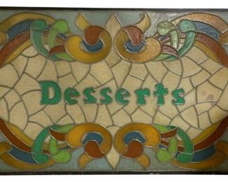 1333 - Art Deco Resturant Stain Glass Sign - Desserts (Description): 37 x 25.5