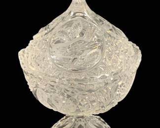 5823 - Hofbauer "The Byrdes" Crystal Candy Jar (Description): 9 x 5.5