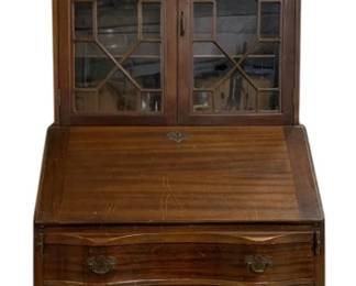 7582 - Maddox Chippendale Bookcase Top Secretary (Description): 85 x 36 x 8, resting on claw feet, tag on  back