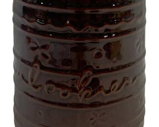 5914 - Mar Crest Stoneware Cookie Jar - 8 x 6.5 (Description): As Is/Missing Lid