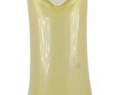 839 - Mid Century Viking Amber Swung Glass Vase 19" (Description): Mid Century Viking amber swung glass vase  featuring an elongated stretched form with a  distinctive pulled and pointed rim. The glass  transitions from a deep amber tone at the  bulbous footed base to a lighter golden amber at the top, showcasing the characteristic  look of art glass from this era. Measures 19  inches tall.