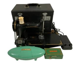 6120 - Singer Featherweight Portable Sewing Machine, case (Description): 11 x 8 x 14 Used as is electric/electronic/mechanical  item. No guarantee all components, untested.