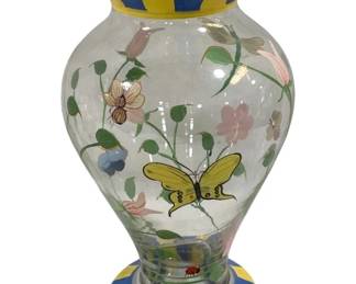 6775 - Painted Glass Vase - 9.5" Tall