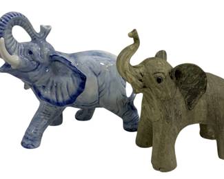 6890 - 2 Elephant Figures - 6 x 6 x 4