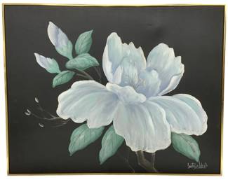 1952 - Lee Reynolds Large Mid-Century Floral Art in Frame (Description): 50 x 40.5