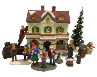 6669 - Christmas Lighted House w/ Extra Pieces (Description): Used as is electric/electronic/mechanical  item. No guarantee all components, untested.