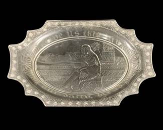 6800 - Egyptian Revival Glass Platter - 13.5 x 9 (Description): EAPG Adams & Co.