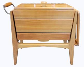 314 - Scandinavian Mid-Century Cantilever Sewing Stand (Description): 21 x 22 x 9.5