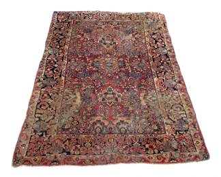 4973 - Antique Persian Style Rug - 92 x 63 (Description): Shows wear consistent with age.