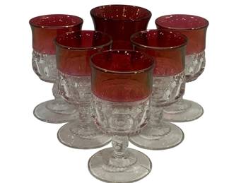 5934 - Red/Clear Glass Goblets - 3.5", 4" Tall