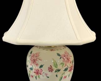 6827 - Porcelain Base Table Lamp - 21" Tall (Description): Used as is electric/electronic/mechanical  item. No guarantee all components, untested.