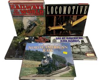 1069 - Train Books & Magazines (Description): A collection of train books and magazines  featuring various titles on railways and  locomotives. The lot includes works covering  topics such as railways of the world,  locomotives, great American railroads, and the history of North American rail.