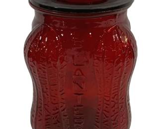 6340 - Planters Peanuts Red Glass Store Jar - 14 x 7 x 7
