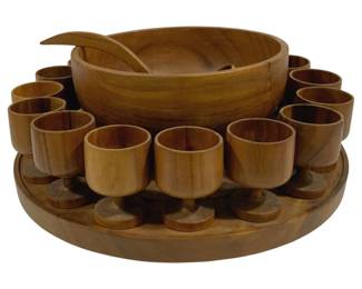 4353 - 19pc Wood Punch Bowl Set - 19 x 11.5