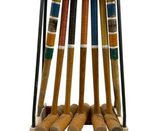 1335 - South Bend Croquet Cart & Mallets (Description): 32 x 12 x 18