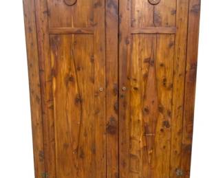 6264 - Wooden Antique Wardrobe - 86 x 50 x 20 (Description): missing crown piece on side