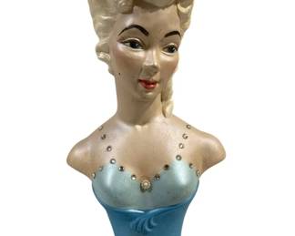 1341 - 1966 Glamour Princess Cast Ceramic Sculpture (Description): w/ Rhinestones - 13 x 7 x 4