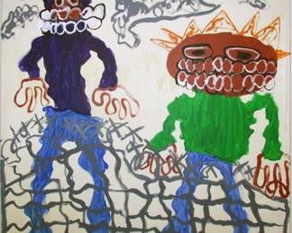 9102 - Ghetto Punks Original Acrylic on Canvas by Jaden (Description): 30 X 30