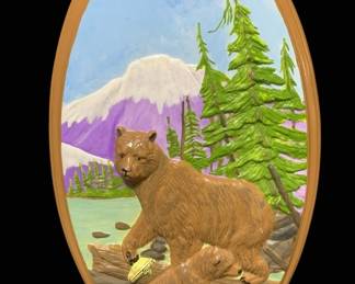 1328 - Ceramic 3D Bears Wall Art by Holland Molds (Description): 10 x 15.5 x 1
