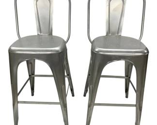 9153 - Pair of Metal Barstools - 43.5 x 20 x 18.5 (Description): Seat Height - 29" Tall