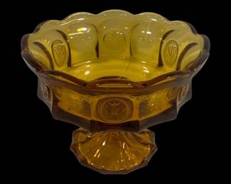 5911 - Fostoria Amber Coin Glass Compote - 6.5 x 8.5