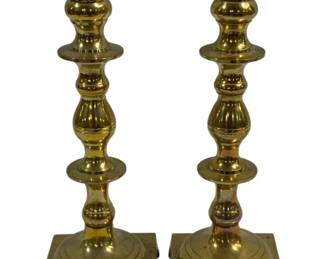 6661 - Pair Brass Candleholders - 9.5" Tall