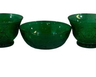 5903 - 5 Anchor Hocking Green Sandwich Bowls - 4.25"